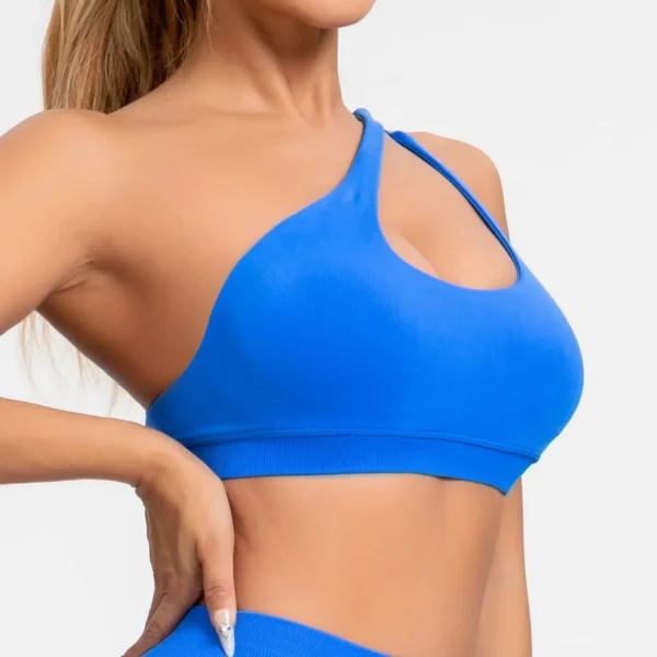 DFYNE Impact Asymmetric Sports Bra Gym Crop Top Women High Support Push-up Halter Workout Activewear Fitness Running Yoga Blouse - Image 3