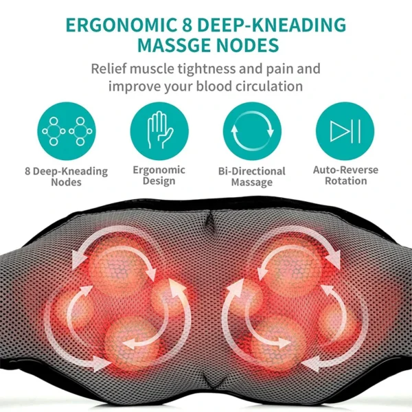 Nekteck Shiatsu Neck and Back Massager Kneading Shawl Neck Waist Whole Body Massage with Heat Tissue Kneading Shoulder Massage - Image 4