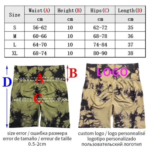 Seamless Tie Dye Sport Shorts For Women Summer Elastic Scrunch High Waist Push Up Tummy Control Gym Fitness Workout Yoga Shorts - Image 6