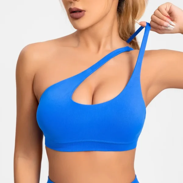 DFYNE Impact Asymmetric Sports Bra Gym Crop Top Women High Support Push-up Halter Workout Activewear Fitness Running Yoga Blouse - Image 6