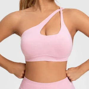 DFYNE Impact Asymmetric Sports Bra Gym Crop Top Women High Support Push-up Halter Workout Activewear Fitness Running Yoga Blouse