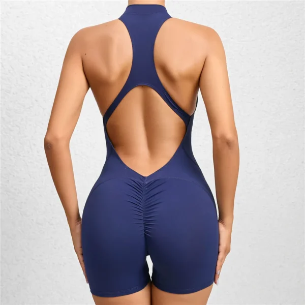 2024 Zipper Women Tracksuit Pad Yoga Set One Piece Jumpsuit Workout Scrunch Legging Rompers Sport Gym Active Suit Exercise Wear - Image 4