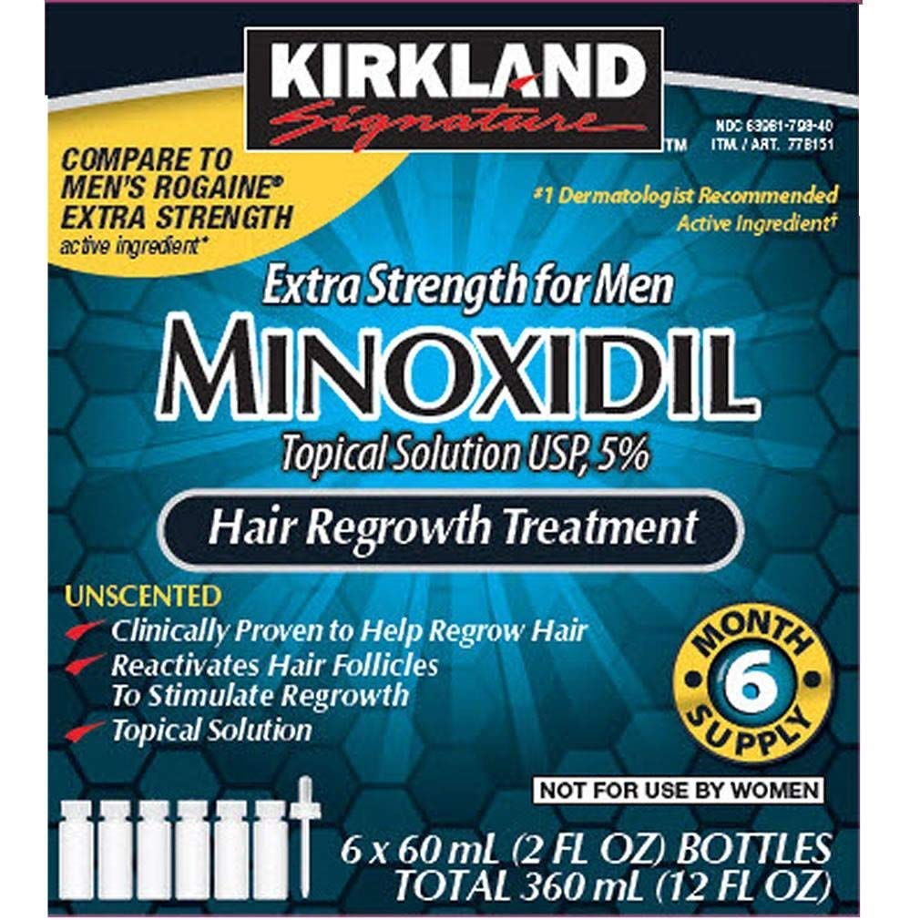 Kirkland Minoxidil 5% Extra Strength Liquid Hair Loss 1,3,4 6, 12-Months’ Supply Mens Hair Regrowth
