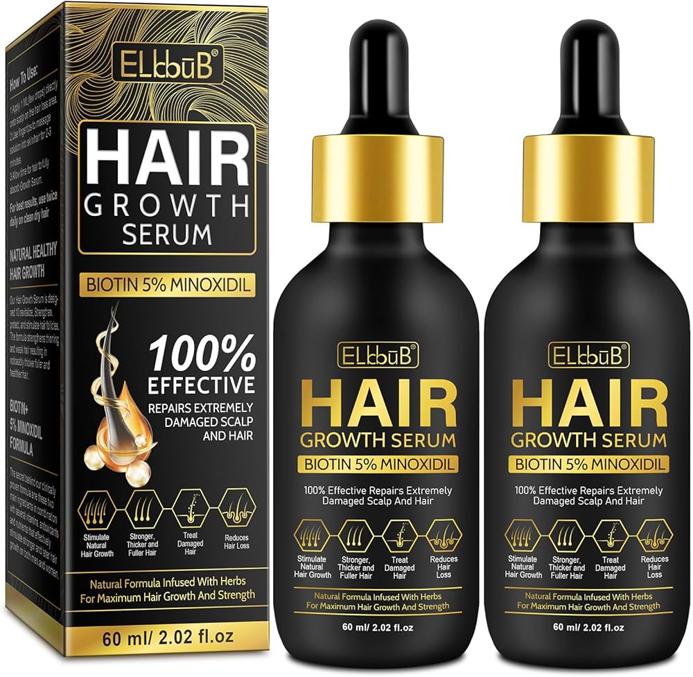 5% Minoxidil Hair Growth Oil with Biotin – For Men & Women, 2.02 Fl. Oz –