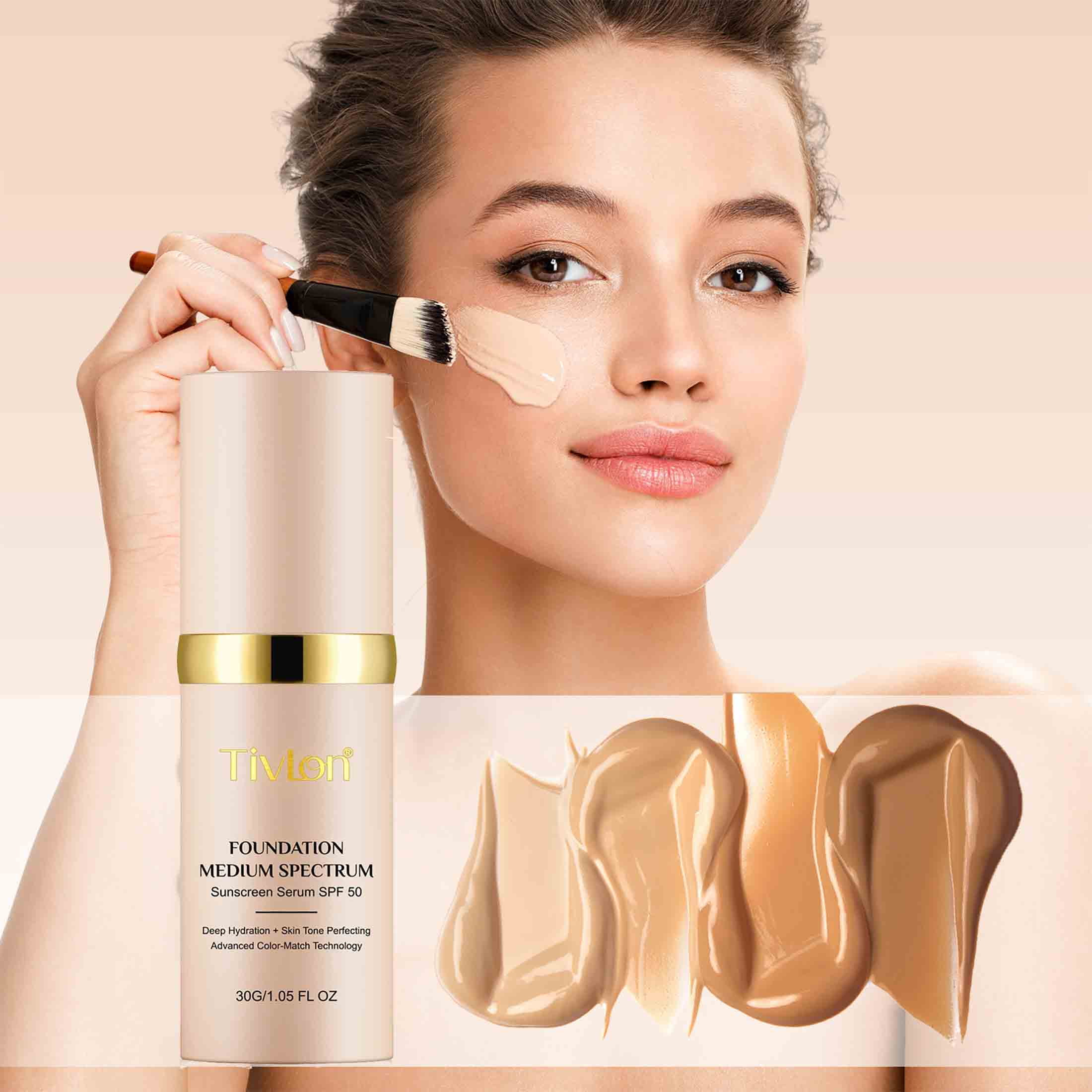 4-in-1 Light Spectrum Foundation – Waterproof, SPF 50+, Full Coverage, Hydrating (30g)