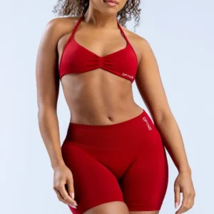 Dfyne Impact Strappy Bra With Logo Seamless Halterneck Yoga Top Bra Padded Gym Dfyne Impact Strappy Bra With Logo Seamless Halterneck Yoga Top Bra Padded Gym